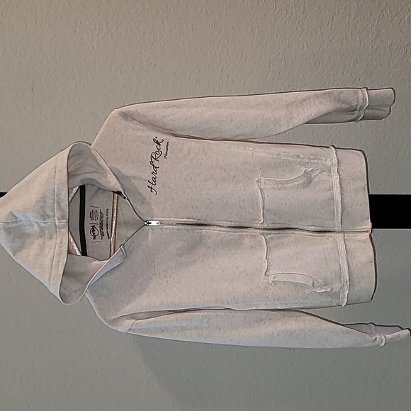 Hard Rock Cafe Houston Gray Zip-Up Hoodie Size M - Picture 1 of 8